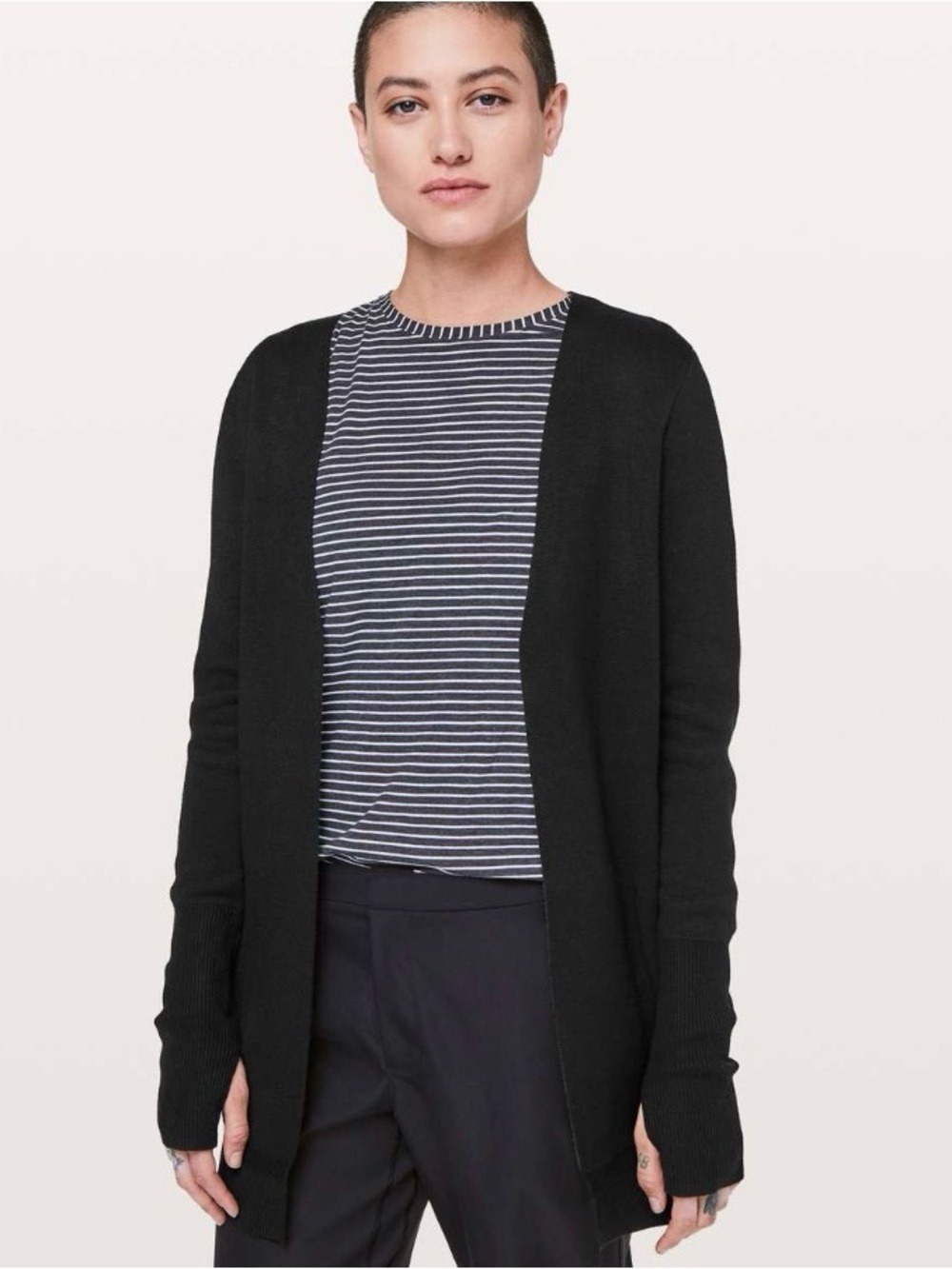 LULULEMON CASHMERE BLEND OPEN CARDIGAN BLACK WOMENS SIZE 2